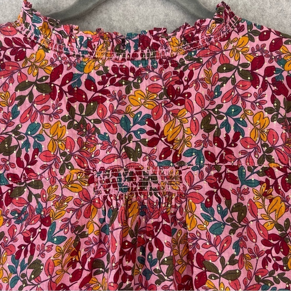 Floral Print Top Metallic Women's Cottagecore - Picture 6 of 13